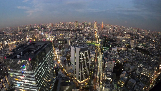 从日本东京商业中心俯瞰日落视频素材
