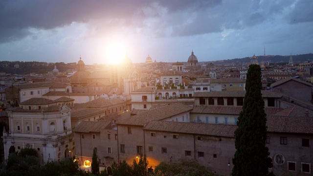 日落时分的罗马天际线，时光流逝视频素材