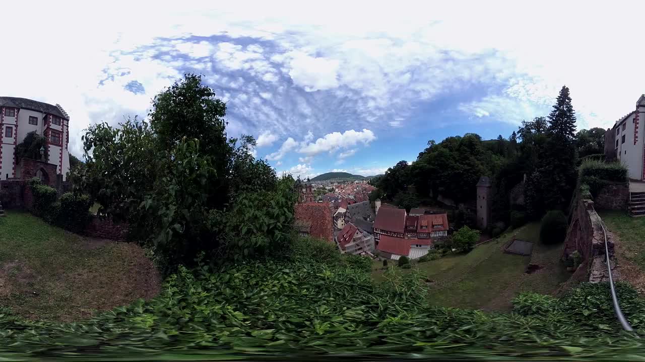 360VR, Miltenberg历史老城及城堡全景，VR360，等矩形全景视频下载