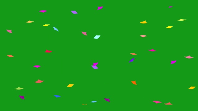 下落的颜色粒子运动图形与绿色屏幕背景视频素材