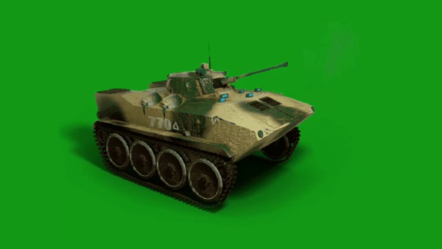 战争坦克运动图形与绿色屏幕背景视频素材