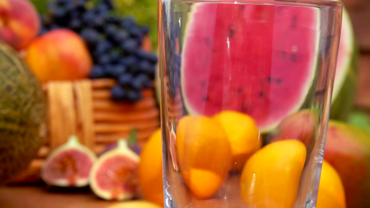 新鲜可口的红色果汁的蒸汽被倒进一个罐子里视频素材