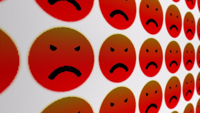 愤怒悲伤微笑图标像素屏幕动画背景视频素材