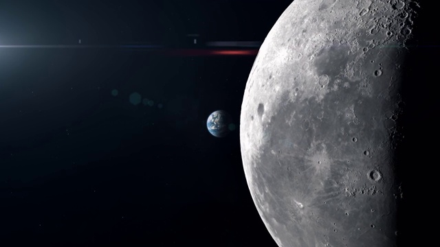 从月球到地球-火箭飞船飞过月球返回地球视频素材