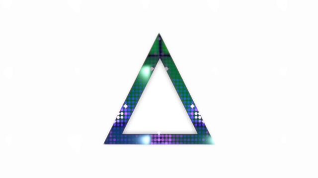 动画视频霓虹三角形发光的白色背景，一个三角形的框架视频下载