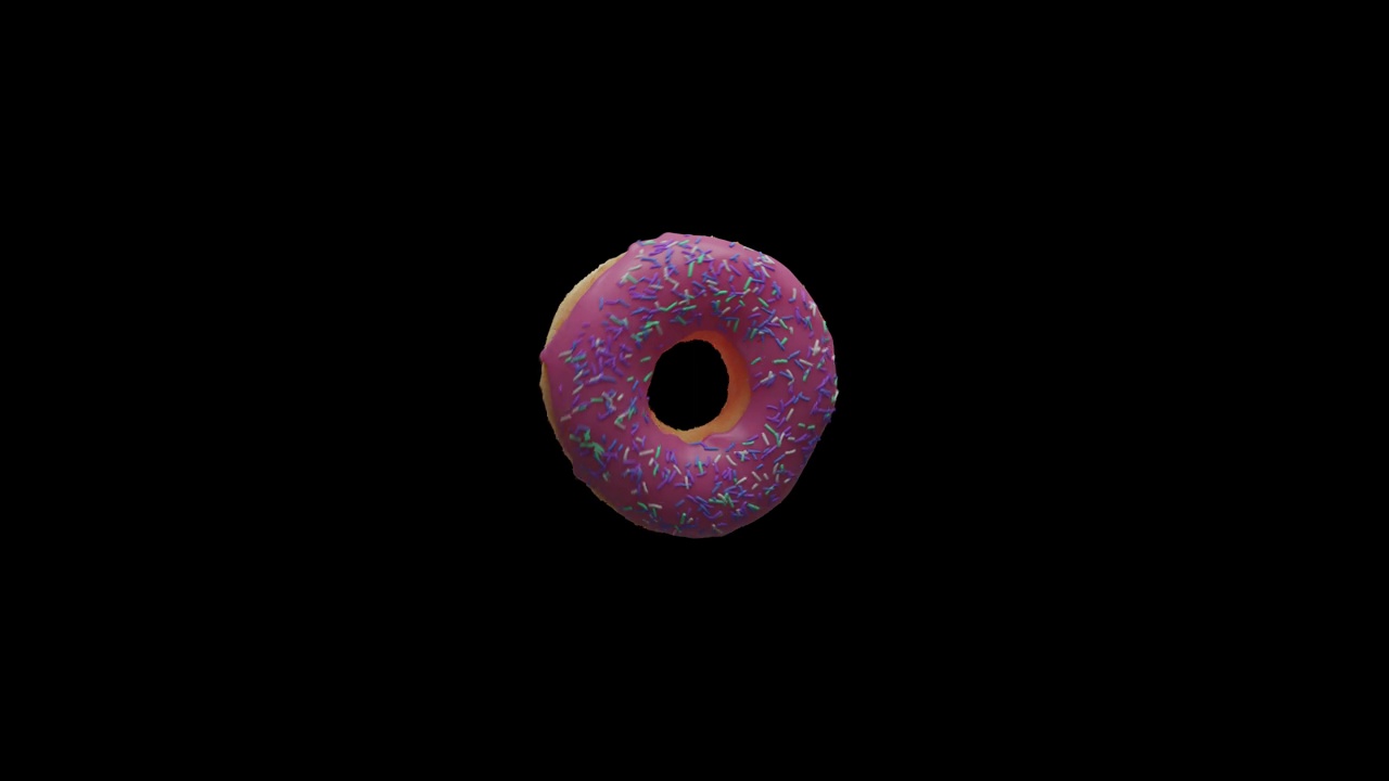 粉色甜甜圈漂浮在半空中，带有ALPHA通道视频素材