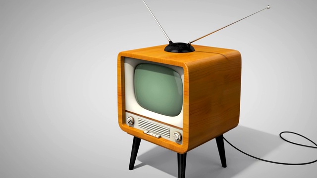 复古电视，木制风格复古电视接收器与绿色屏幕。你可以用画面或图片代替绿屏。视频素材