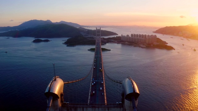 日落中的香港青马大桥视频下载