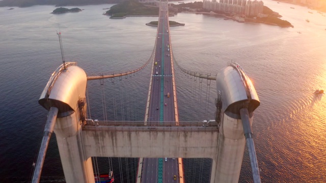 日落中的香港青马大桥视频下载