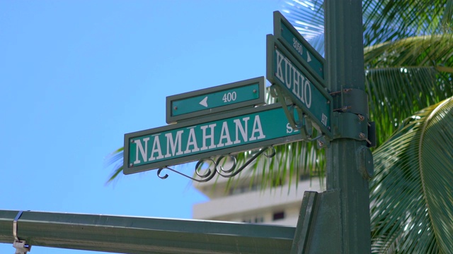 火奴鲁鲁夏威夷街道标志4k慢镜头60fps视频下载