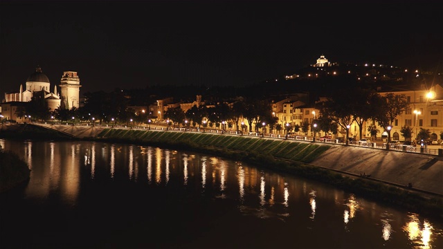 阿迪杰河上维罗纳的皮特拉桥。意大利视频下载