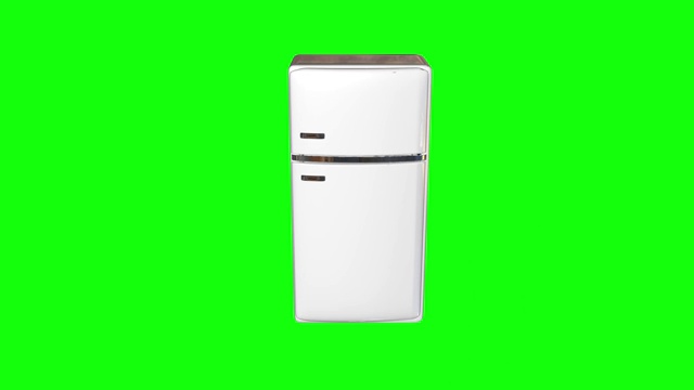 8动画旧白色冰箱冰箱开门绿屏3d色度键视频下载