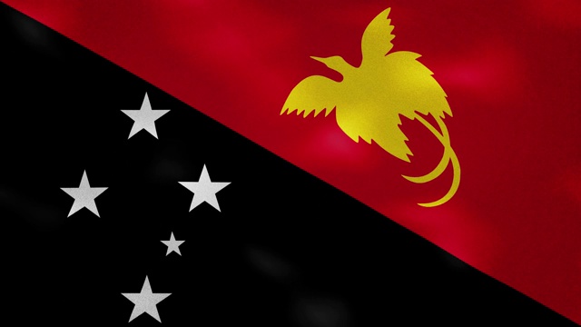 巴布亚新几内亚密旗织物摇摆，背景环视频下载