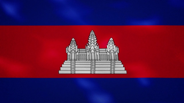 柬埔寨密旗织物飘摇，背景环视频下载