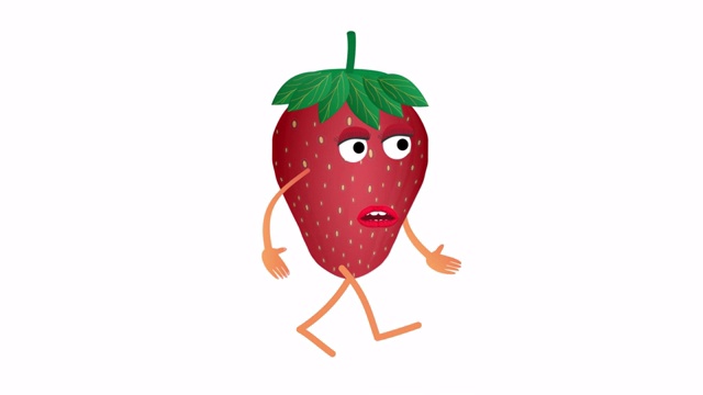 草莓。草莓角色的动画。卡通视频下载