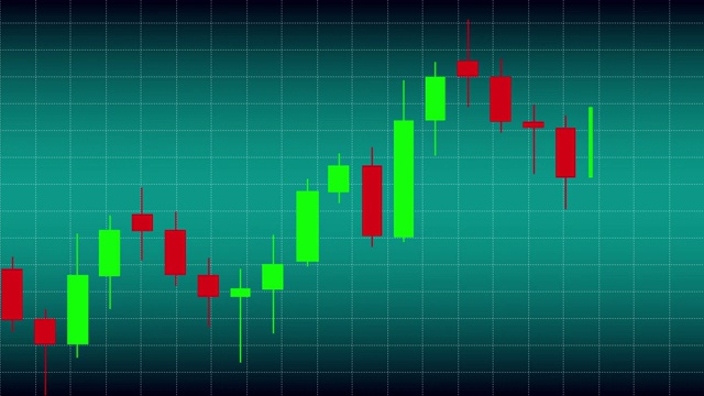 烛台红绿图的动画显示在上升的市场上交易视频素材