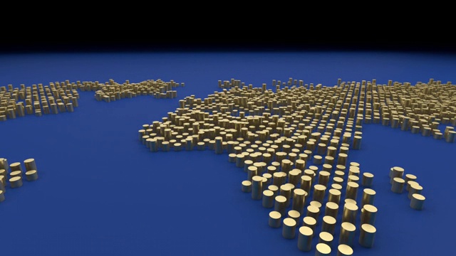 黄金点世界商业地图，3D背景视频下载