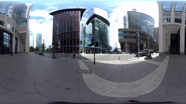 360VR，法兰克福的高层银行大楼视频素材