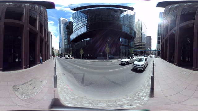 360VR，法兰克福的高层银行大楼视频素材