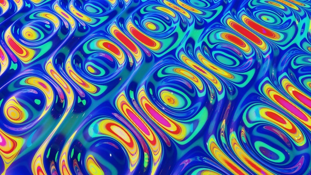 液体模式像波浪在环形运动。3D时尚抽象的彩虹bg波浪表面就像灿烂的液体玻璃与彩虹美丽的梯度颜色。4k时尚彩色流体动画。视频素材