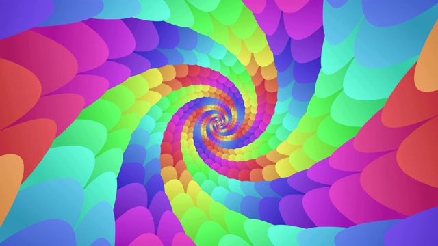 摘要彩色彩虹螺旋隧道催眠迷幻背景动画。视频素材