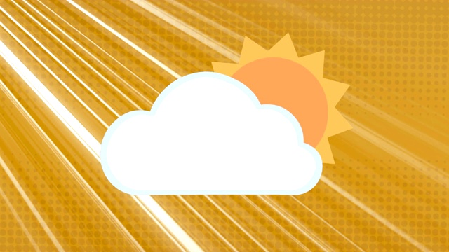 旋转的太阳和云条纹在无缝循环移动的动画视频下载