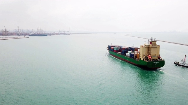 集装箱船海上货物运输的Arial视图视频素材