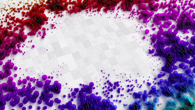 彩色气泡在白色地板上扩散，3d渲染。视频下载