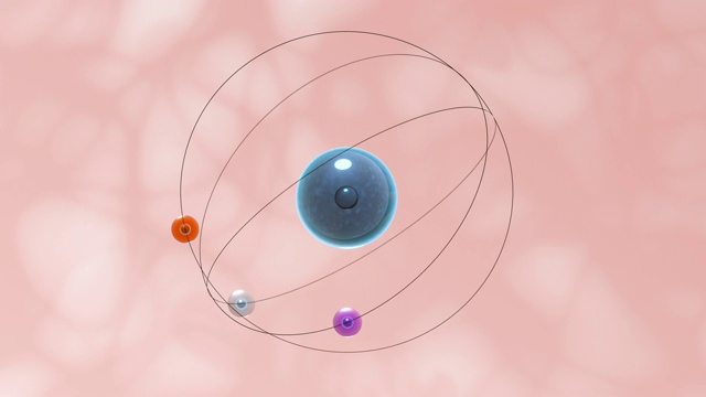 原子球运动与粉红色有机背景，3d渲染。视频素材
