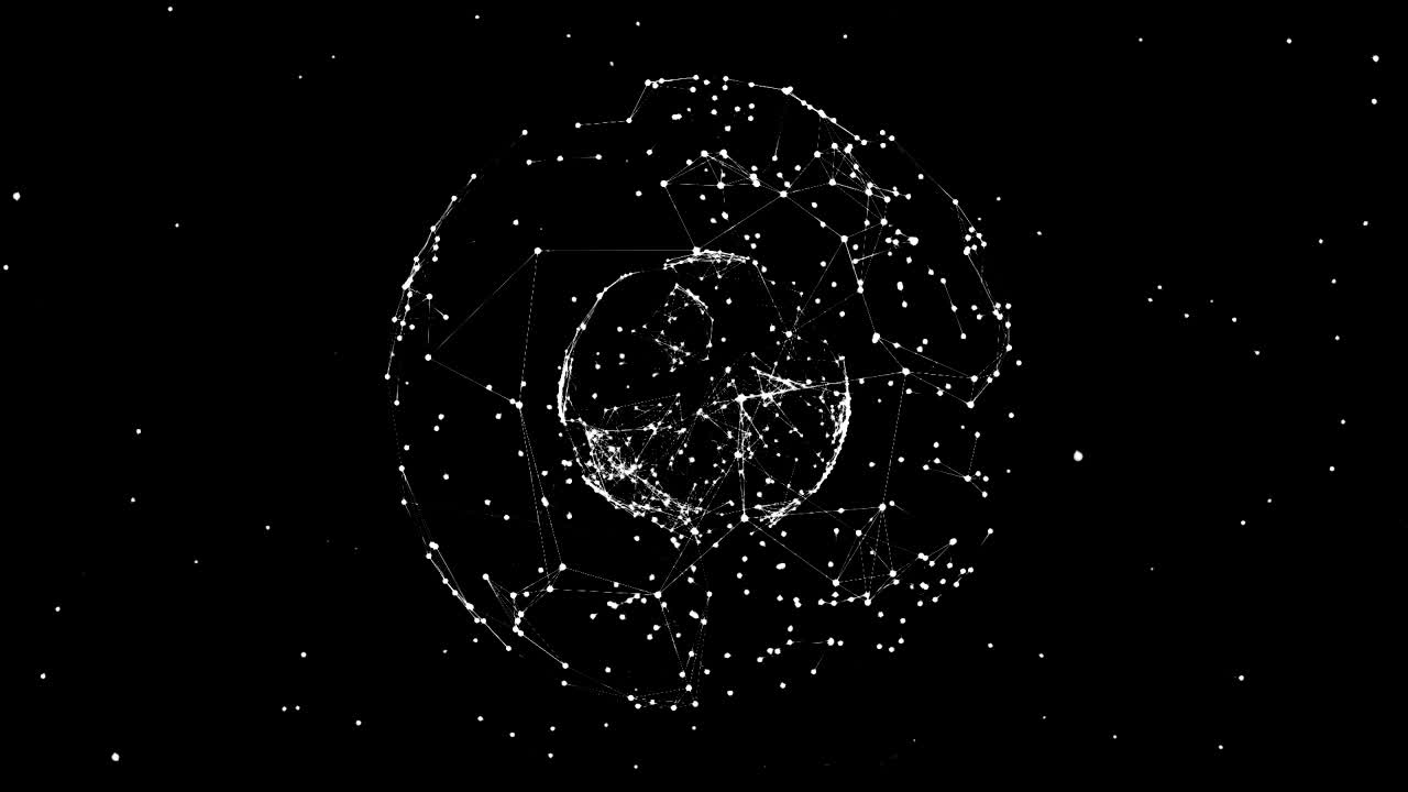 在黑色背景下形成一个地球仪的连接网视频下载