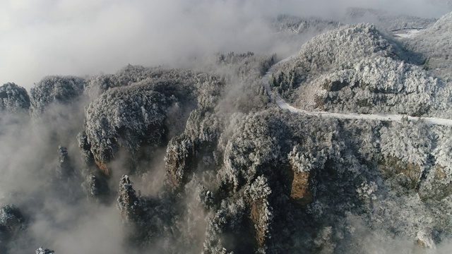 中国湖南张家界天子山雪景视频素材
