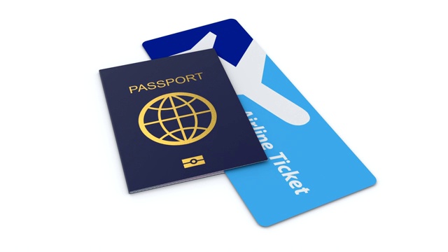 登机牌和护照被隔离在白色背景上视频素材