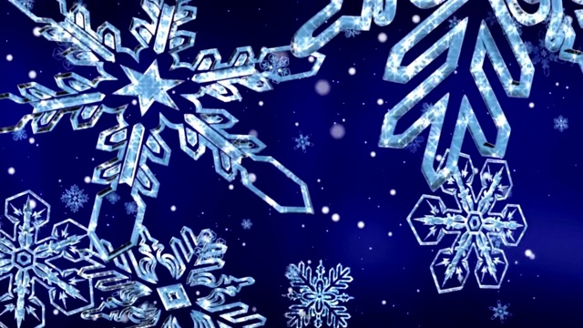 大水晶雪花落在皇家蓝色的背景视频下载