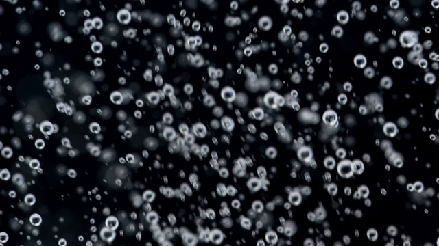 许多微小的气泡在黑色背景下向上流动视频素材