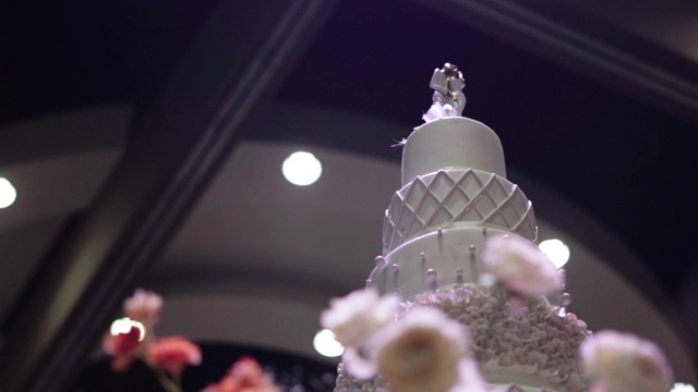 婚礼蛋糕上的新娘和新郎娃娃视频素材