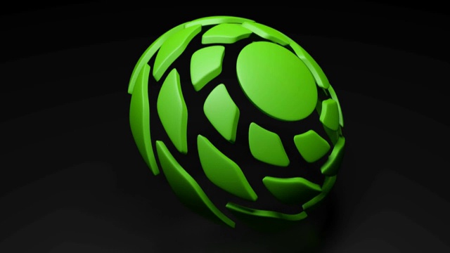 螺旋半球在黑色背景上的绿色- 3D渲染插图动画视频下载