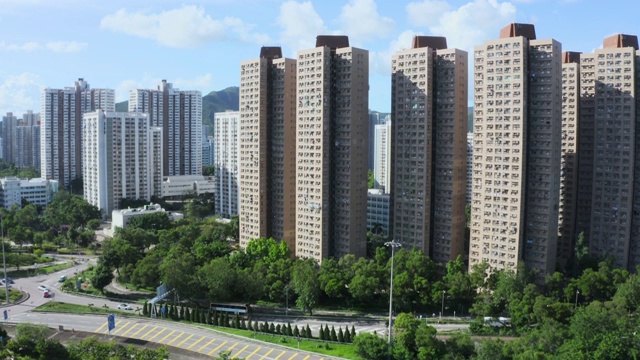 香港大埔新市镇的无人机瞰图视频素材