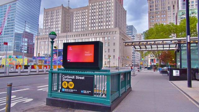 卡兰特街站。纽约地铁入口。曼哈顿金融区视频素材
