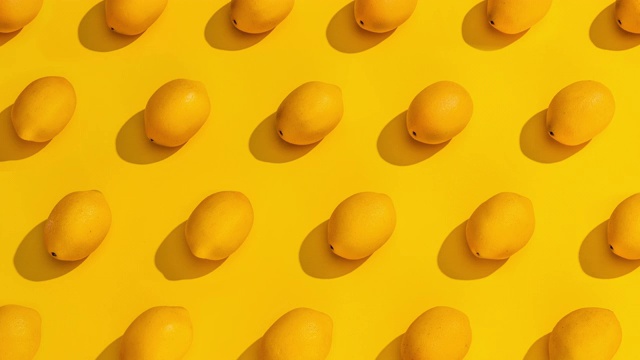 停止运动收集柠檬在黄色的背景。视频下载