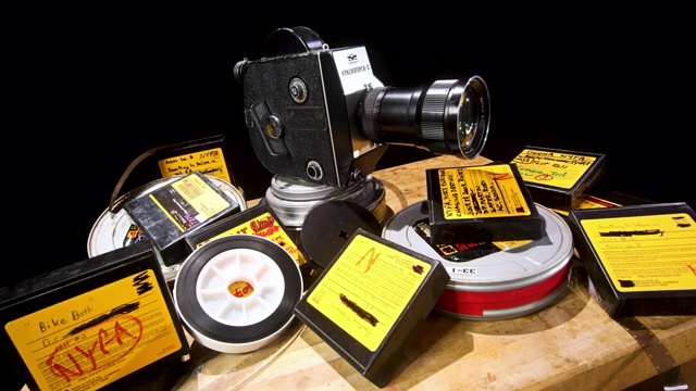 超级16mm电影摄像机与/罐/电影摄影/运动滑块运动在4K视频下载