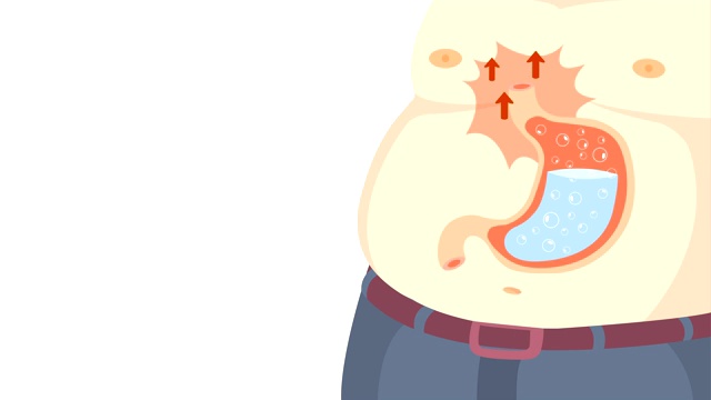 胃酸动画在白色背景。胃炎由多种原因引起。胃炎常见于所有年龄段。视频下载