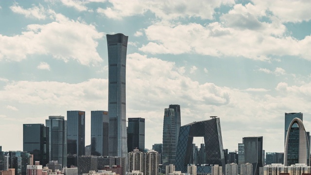 T/L PAN鸟瞰图北京天际线和市中心/北京，中国视频素材