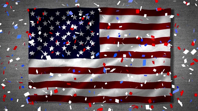五彩纸屑飘落在美国国旗上视频素材