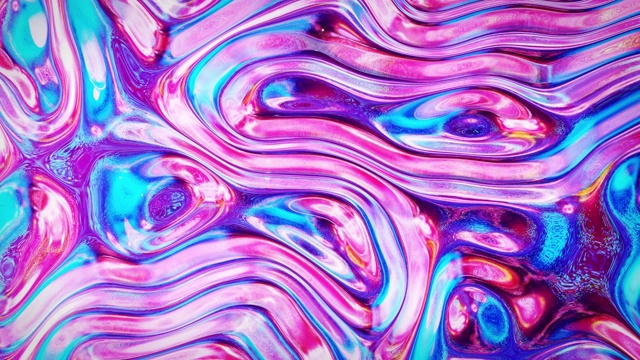 环形抽象彩虹流体背景。美丽的波纹玻璃表面的液体与图案，梯度颜色和流动波上。创造性的明亮bg柔和平滑的动画。视频下载