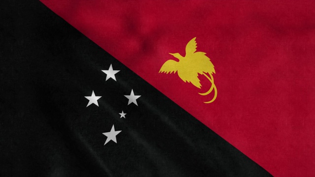 巴布亚新几内亚国旗迎风飘扬。4 k视频下载