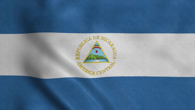 尼加拉瓜国旗在风中飘扬。尼加拉瓜国旗共和国，4K视频下载