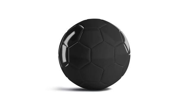 空白黑色光滑足球模型，前视图，循环旋转视频素材