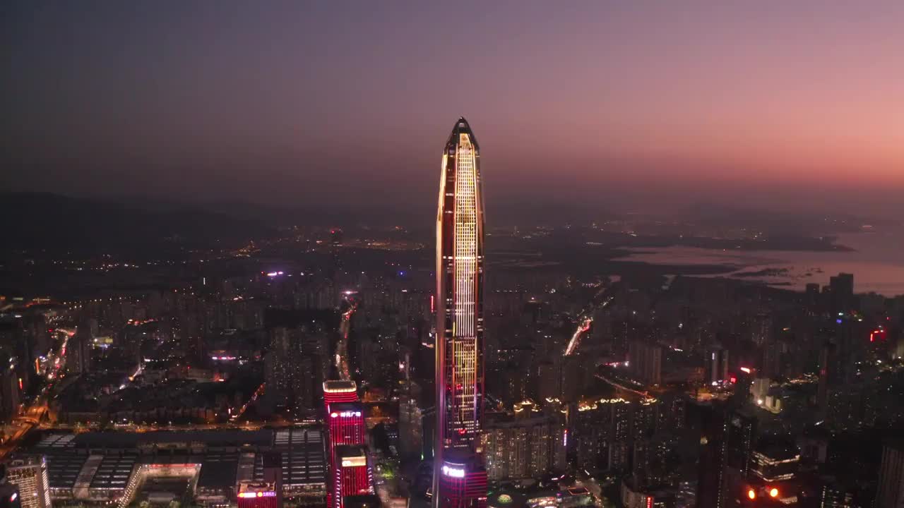 深圳红色天空城市天际线视频素材