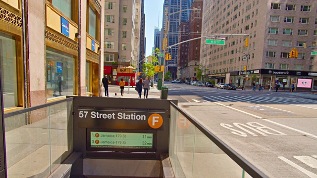 57街地铁站。金融区。现代纽约市郊。视频素材