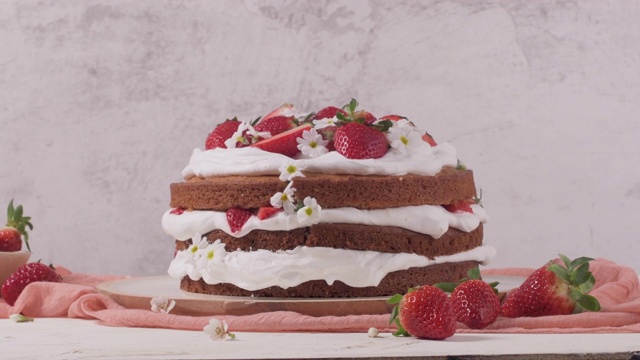 新鲜草莓海绵蛋糕视频下载